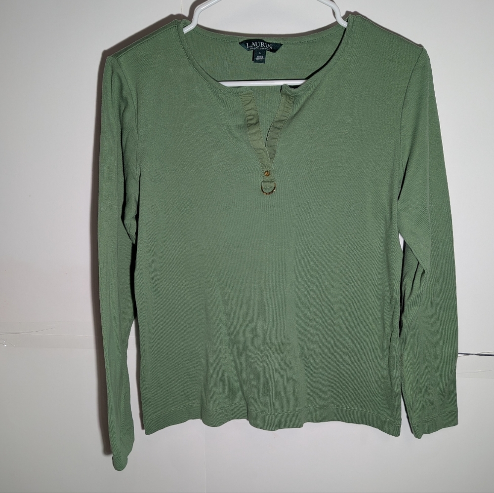 Lauren Ralph Lauren women's henley-style long-sleeve shirt Size Large
